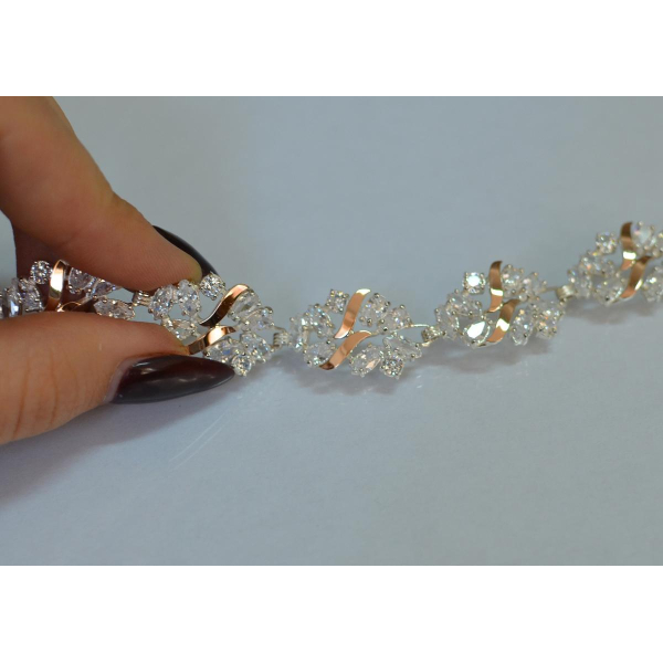 Серебряный браслет с золотыми вставками (Бр18)