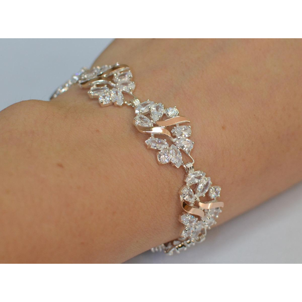 Серебряный браслет с золотыми вставками (Бр18)