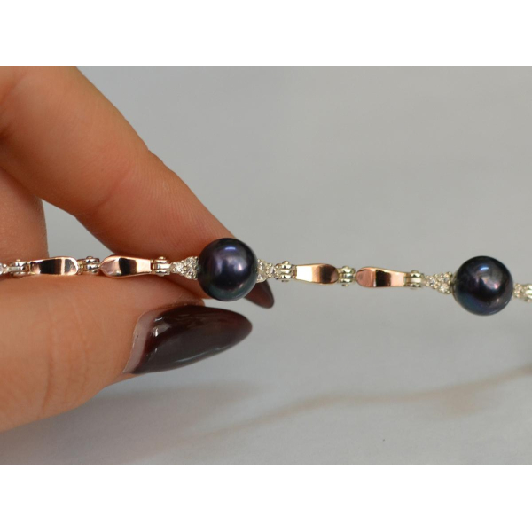 Серебряный браслет с жемчугом (Бр19)