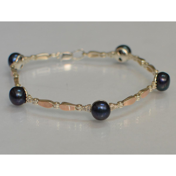 Серебряный браслет с жемчугом (Бр19)