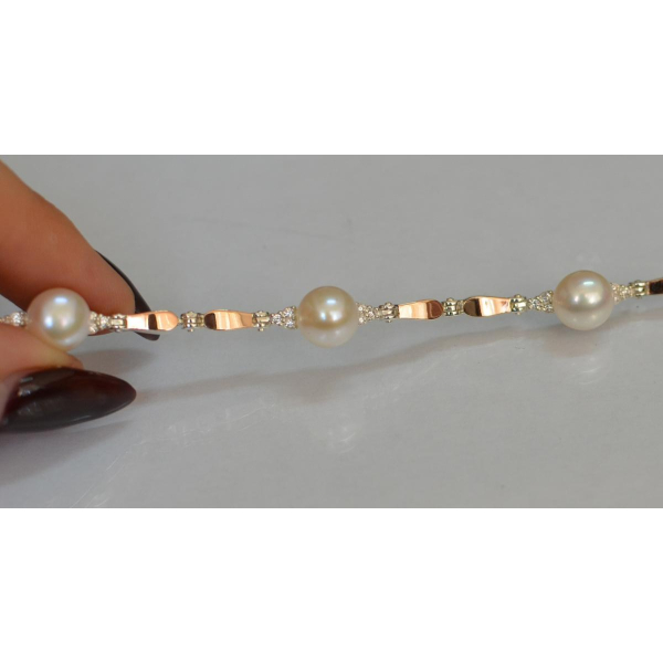 Серебряный браслет с жемчугом (Бр19)