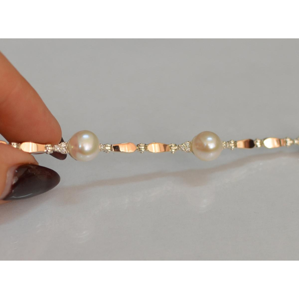 Серебряный браслет с жемчугом (Бр19)