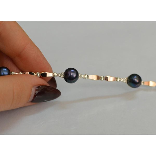 Серебряный браслет с жемчугом (Бр19)