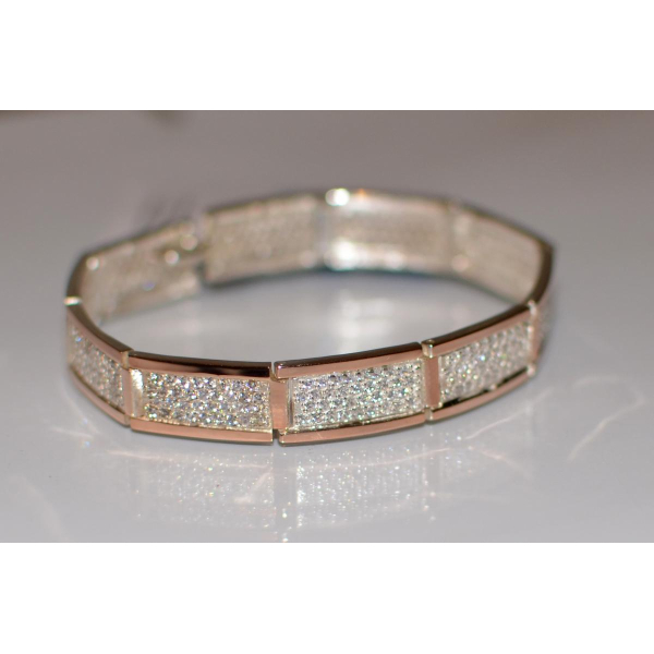 Серебряный браслет с золотыми накладками (Бр2)