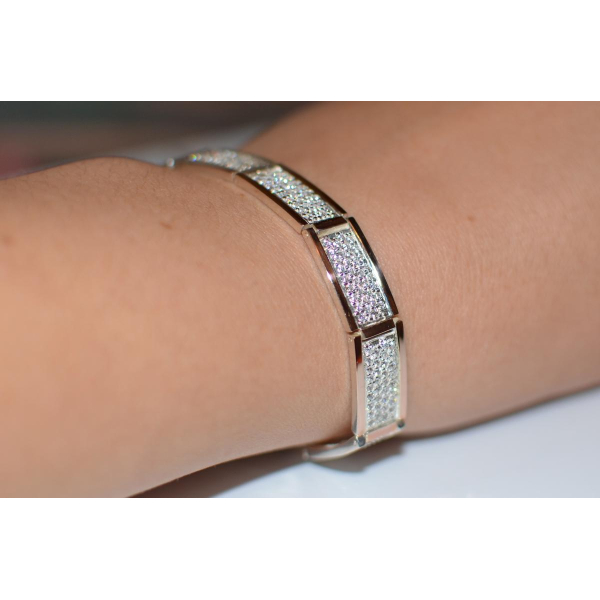 Серебряный браслет с золотыми накладками (Бр2)