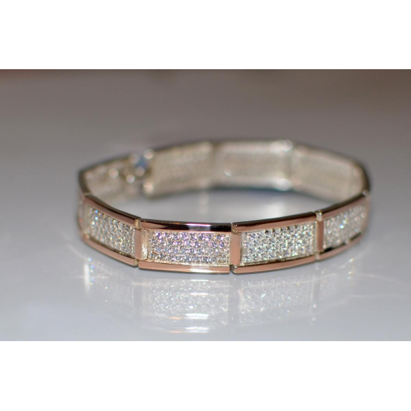 Серебряный браслет с золотыми накладками (Бр2)