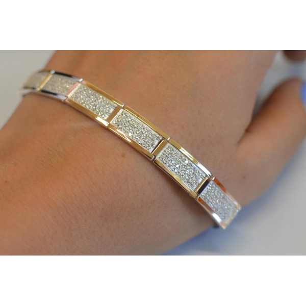 Серебряный браслет с золотыми накладками (Бр2)