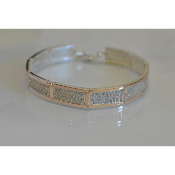 Серебряный браслет с золотыми накладками (Бр2)