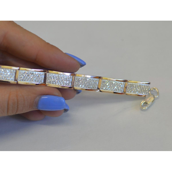 Серебряный браслет с золотыми накладками (Бр2)