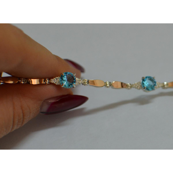 Серебряный браслет с золотыми пластинами (Бр20)