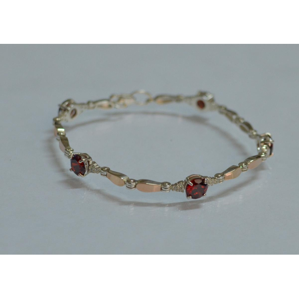 Серебряный браслет с золотыми пластинами (Бр20)