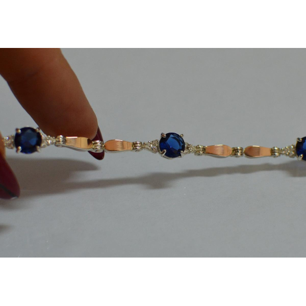 Серебряный браслет с золотыми пластинами (Бр20)