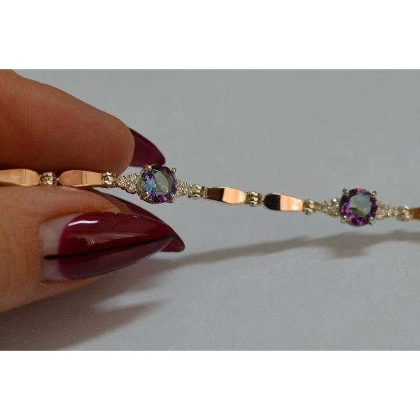 Серебряный браслет с золотыми пластинами (Бр20)