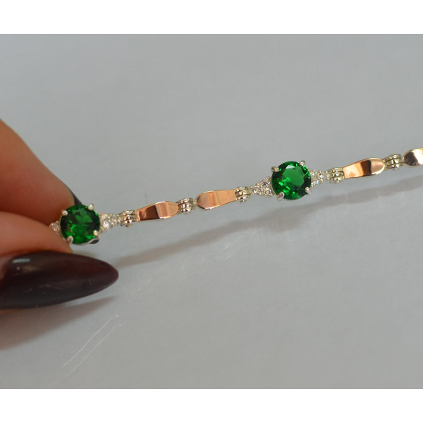 Серебряный браслет с золотыми пластинами (Бр20)