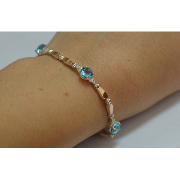 Серебряный браслет с золотыми пластинами (Бр20)