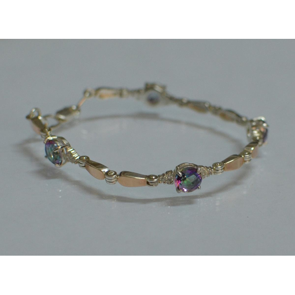 Серебряный браслет с золотыми пластинами (Бр20)