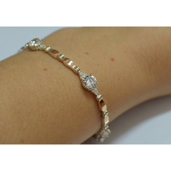 Серебряный браслет с золотыми пластинами (Бр20)