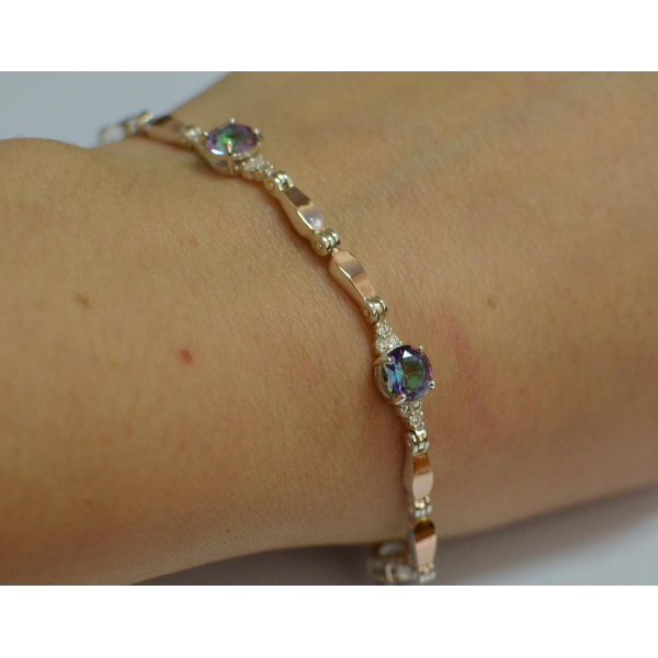 Серебряный браслет с золотыми пластинами (Бр20)