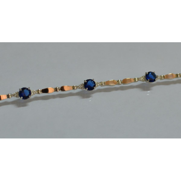 Серебряный браслет с золотыми пластинами (Бр20)