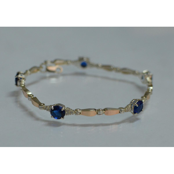 Серебряный браслет с золотыми пластинами (Бр20)