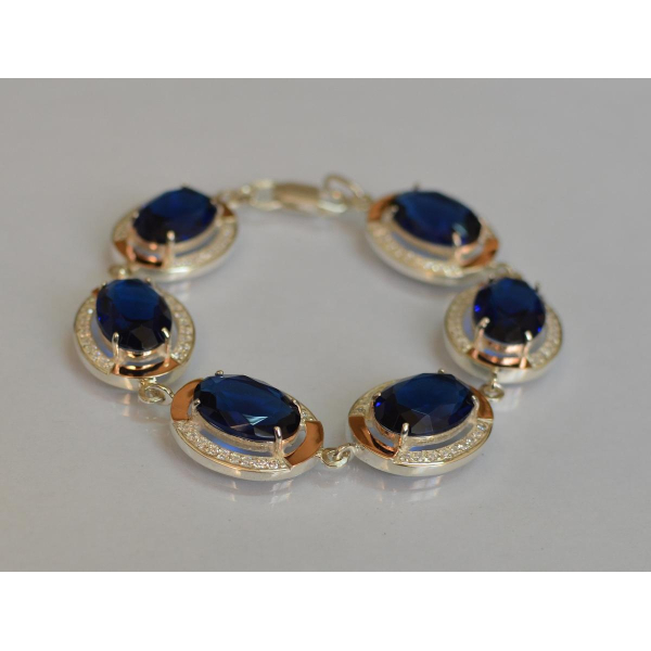 Серебряный браслет с золотом (Бр21)