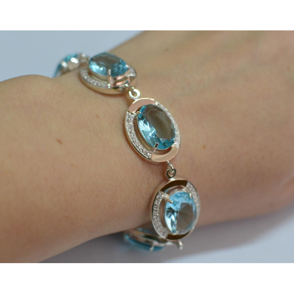 Серебряный браслет с золотом (Бр21)