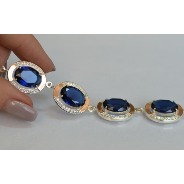 Серебряный браслет с золотом (Бр21)