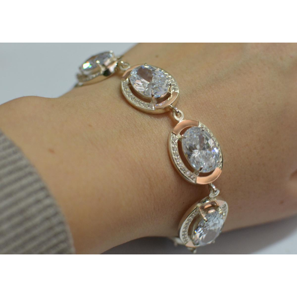 Серебряный браслет с золотом (Бр21)