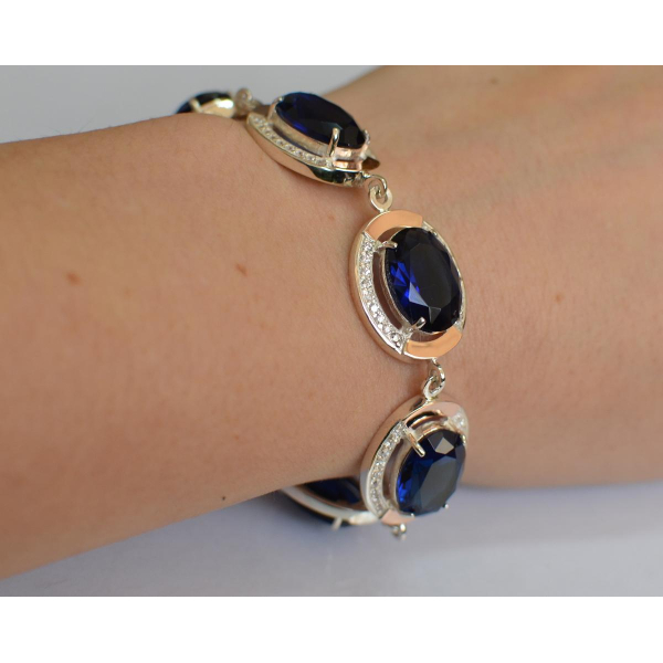 Серебряный браслет с золотом (Бр21)