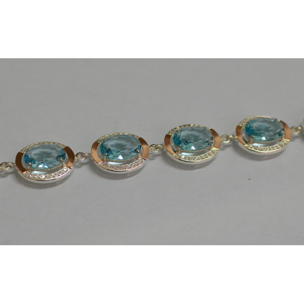 Серебряный браслет с золотом (Бр21)