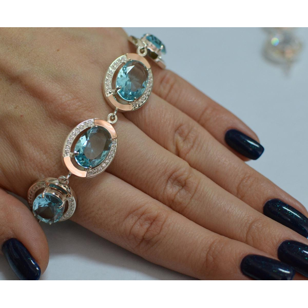 Серебряный браслет с золотом (Бр21)