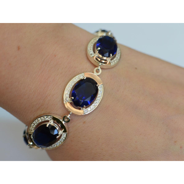 Серебряный браслет с золотом (Бр21)