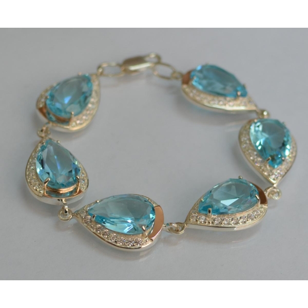 Браслет из серебра с золотом (Бр22)