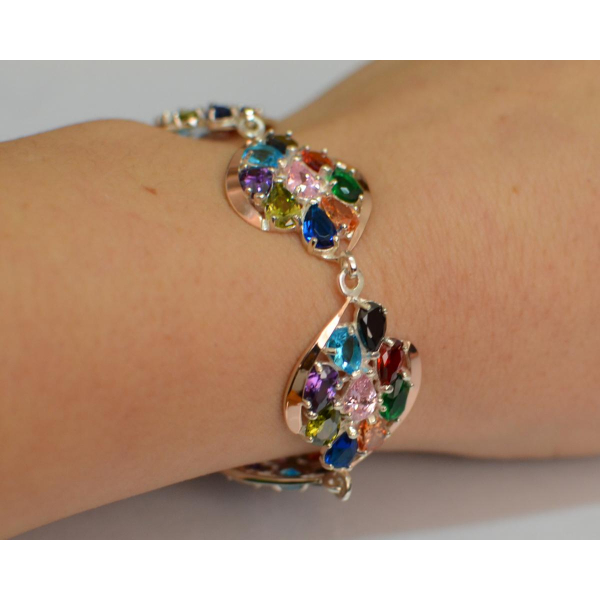 Серебряный браслет с золотом (Бр23)