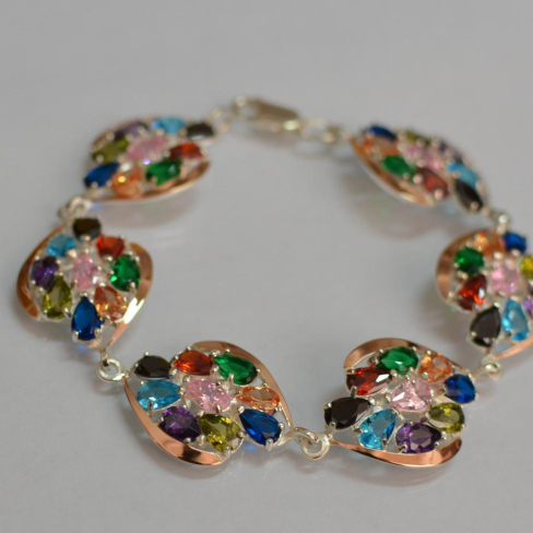 Серебряный браслет с золотом