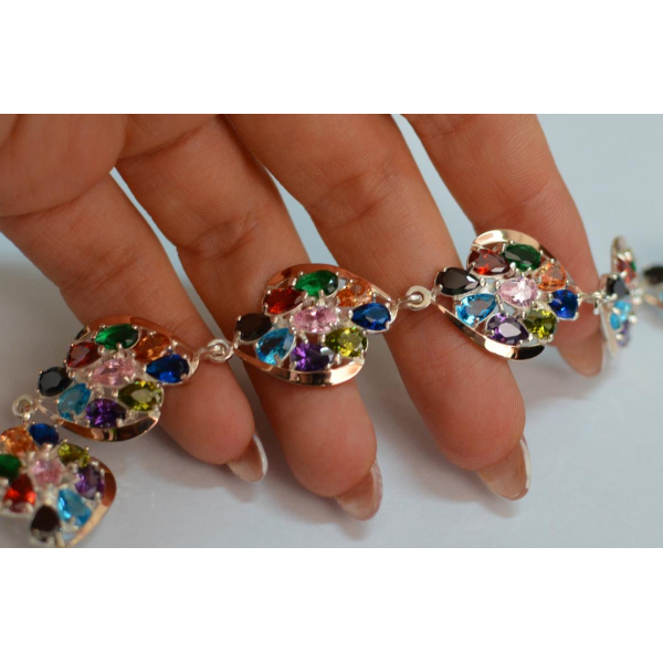 Серебряный браслет с золотом (Бр23)