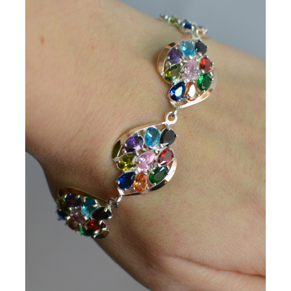 Серебряный браслет с золотом (Бр23)