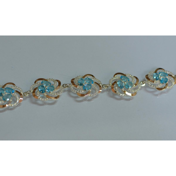 Серебряный браслет с золотыми вставками (Бр24)