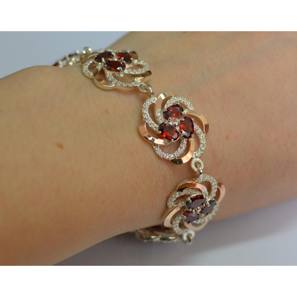 Серебряный браслет с золотыми вставками (Бр24)