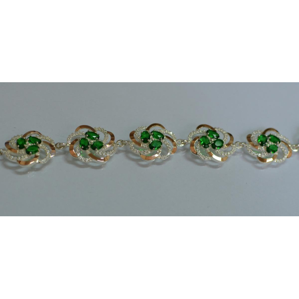 Серебряный браслет с золотыми вставками (Бр24)