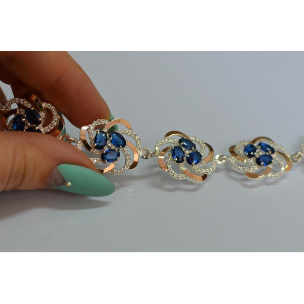 Серебряный браслет с золотыми вставками (Бр24)