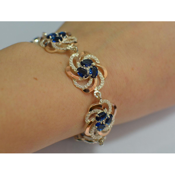 Серебряный браслет с золотыми вставками (Бр24)