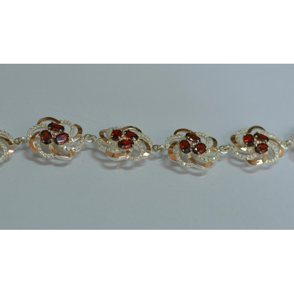 Серебряный браслет с золотыми вставками (Бр24)