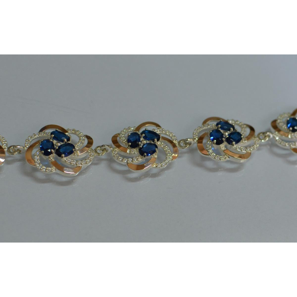 Серебряный браслет с золотыми вставками (Бр24)