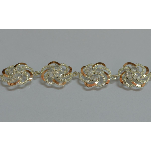 Серебряный браслет с золотыми вставками (Бр24)