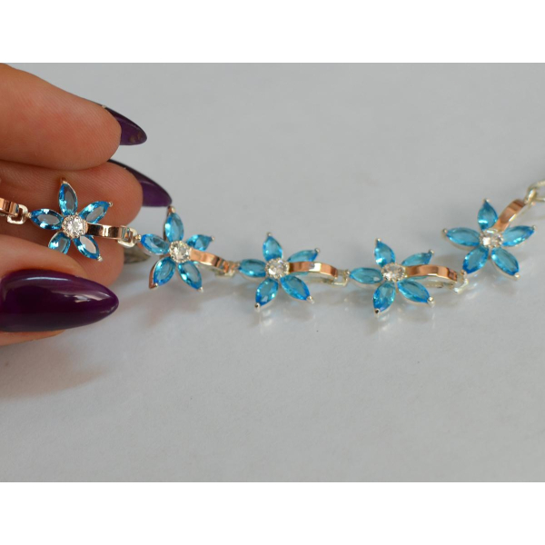 Серебряный браслет с напайками из золота (Бр3)