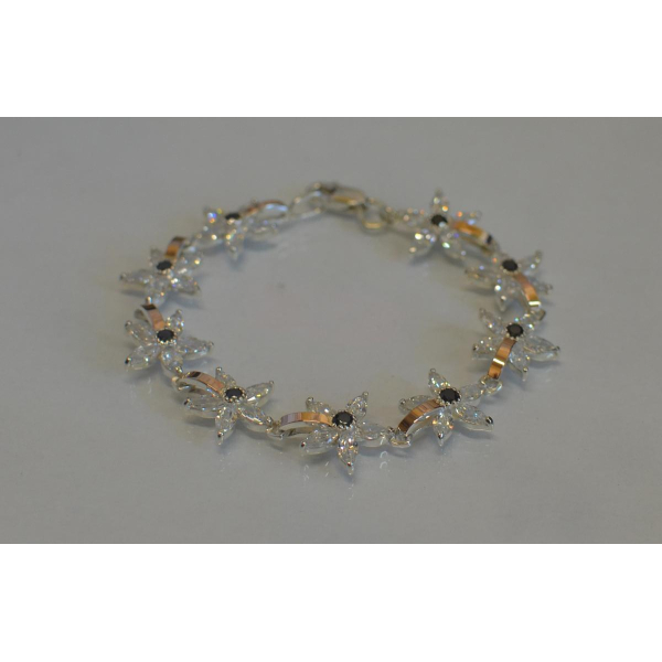 Серебряный браслет с напайками из золота (Бр3)