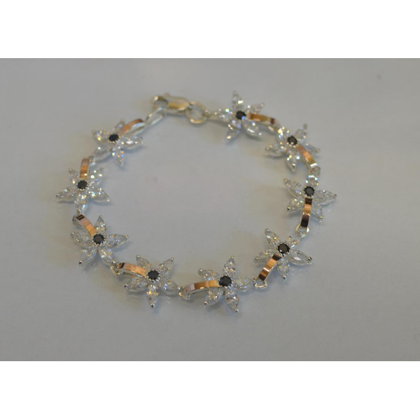 Серебряный браслет с напайками из золота (Бр3)