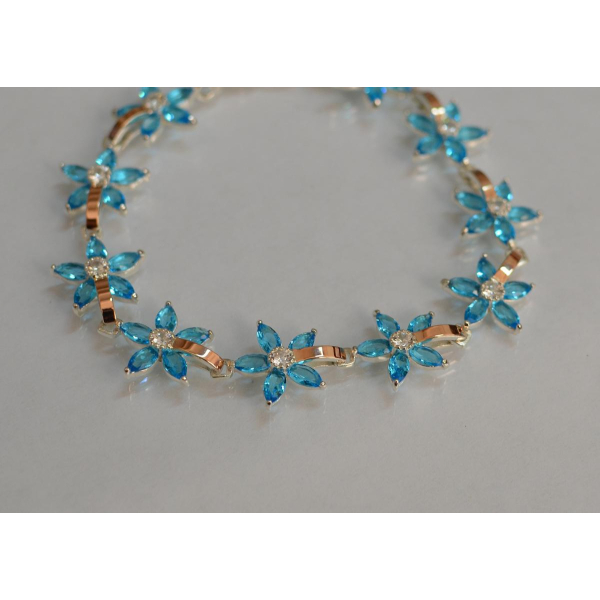 Серебряный браслет с напайками из золота (Бр3)