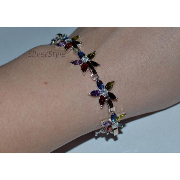 Серебряный браслет с напайками из золота (Бр3)